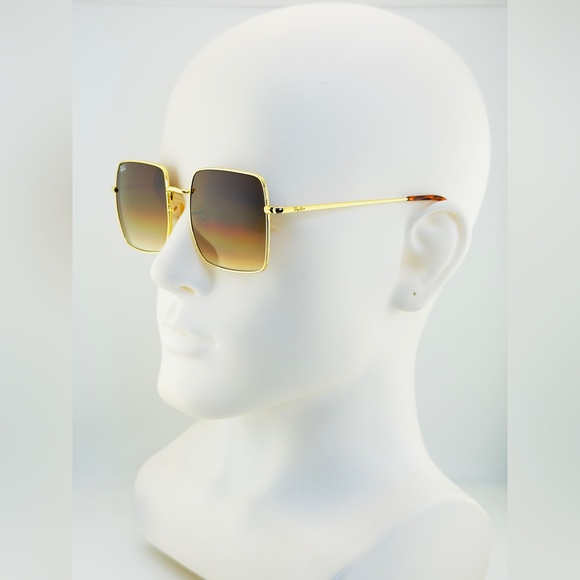 Ray-Ban Square Classic Sunglasses RB1971 Gold Frame Light Brown Gradient Lenses - Picture 5 of 14